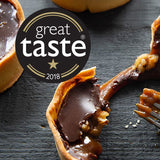 Prestige Patisserie Award-winning Salted Caramel, Chocolate & Walnut Tart with buttery pastry, Belgian ganache, sea salt, and caramelised walnut brittle. Collection only.