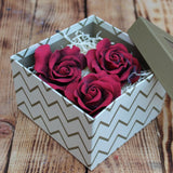 Geanina’s handcrafted Belgian dark chocolate rose with realistic floral detailing