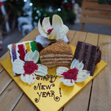 Celebration Platter with an exquisite selection of cakes, pastries, and canapés. Perfect for Christmas or New Year.