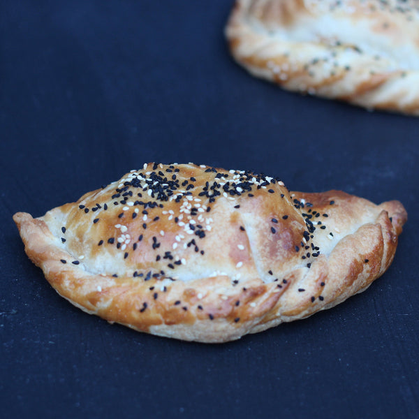 Golden flaky pastry filled chicken and leek from Prestige Patisserie, North London.