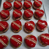 valentine heart shaped strawberry mousse luxury dessert close up